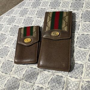 Auth Vintage GUCCI Old Gucci Sherry Line Case small and large pouch